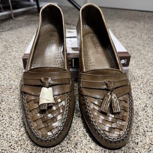 Vintage 80s Mario De Gerard Men's Woven Leather Tassel Loafers - Size 9 - Brazil